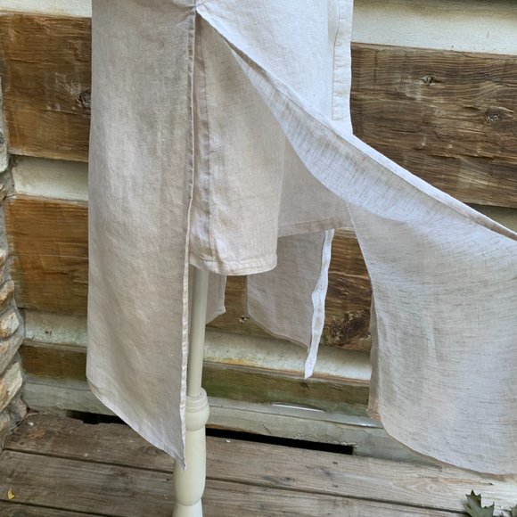 Chico's Washable linen Side Slit Tunic Top Shirt Natural tan Sz 0 (4) Small - Picture 7 of 13